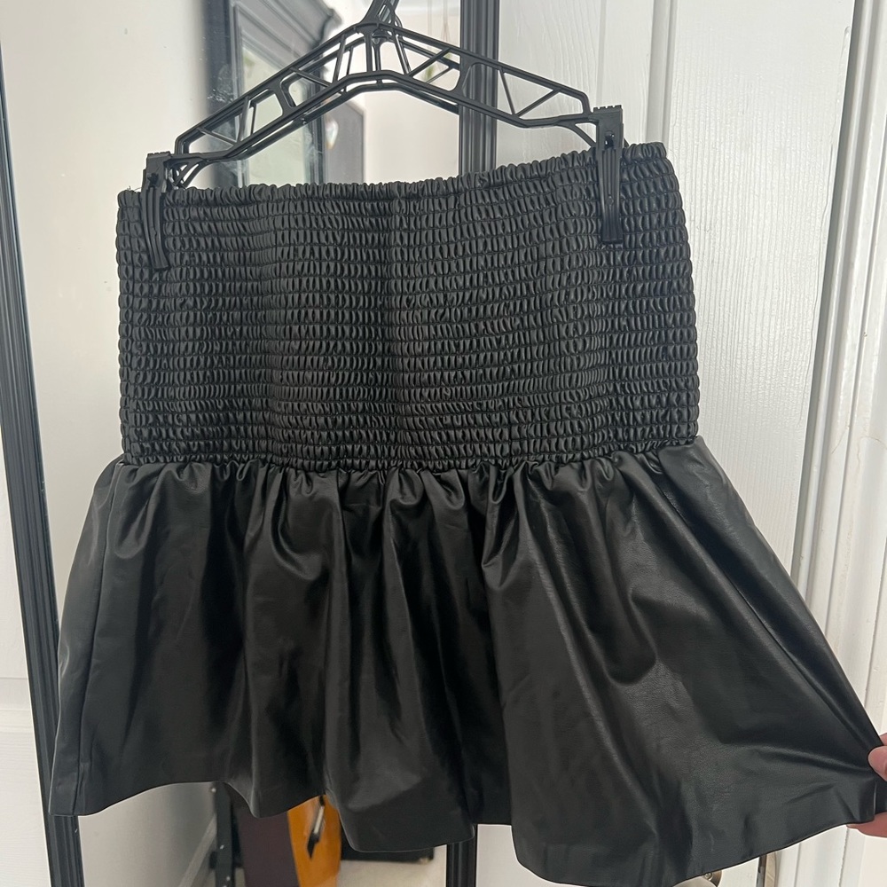 leather skort